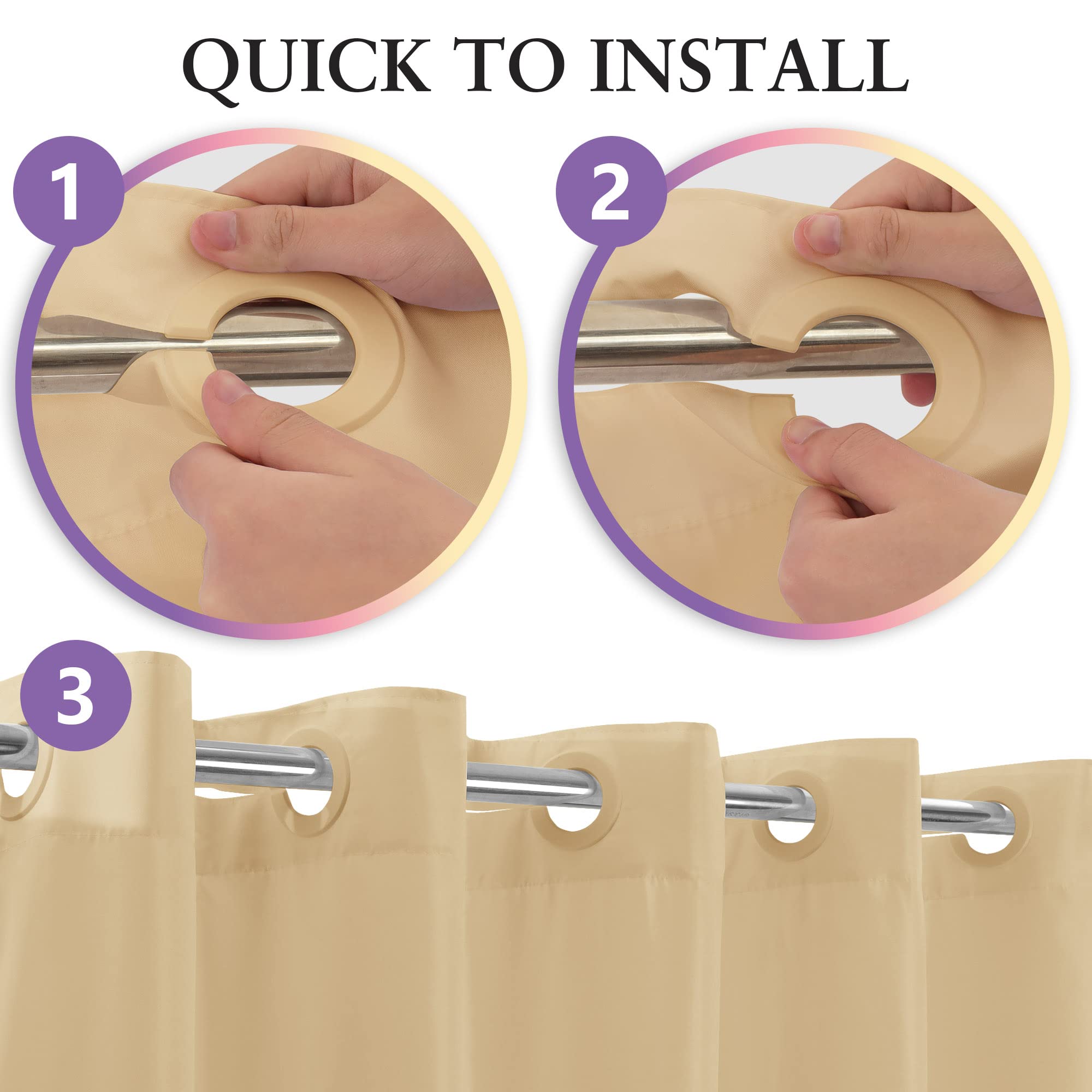 River Dream Stall Size No Hook Beige Shower Curtain Soft Microfiber - 36 '' Wide Small Fabric Shower Curtain Set For Narrow Stal